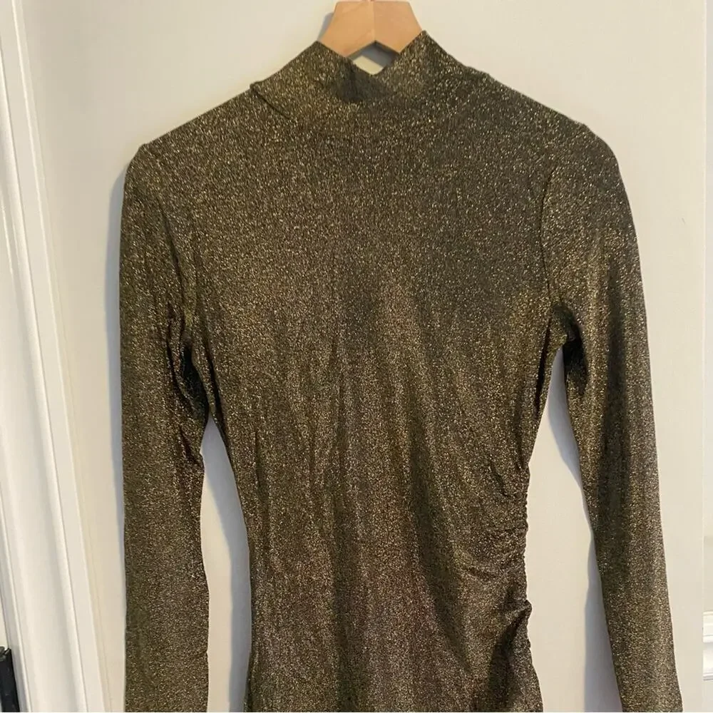 NWT n:Philanthrophy Black Gold Long Sleeve Mini Dress Medium